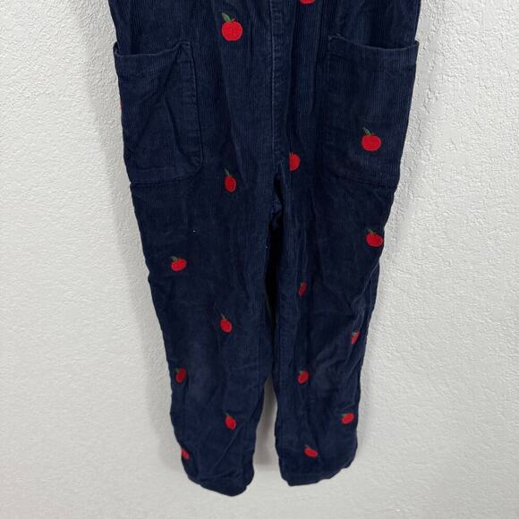 Mini Boden Relaxed Corduroy Overalls Apple Embroidery College Navy Blue 5-6Y - Picture 6 of 11